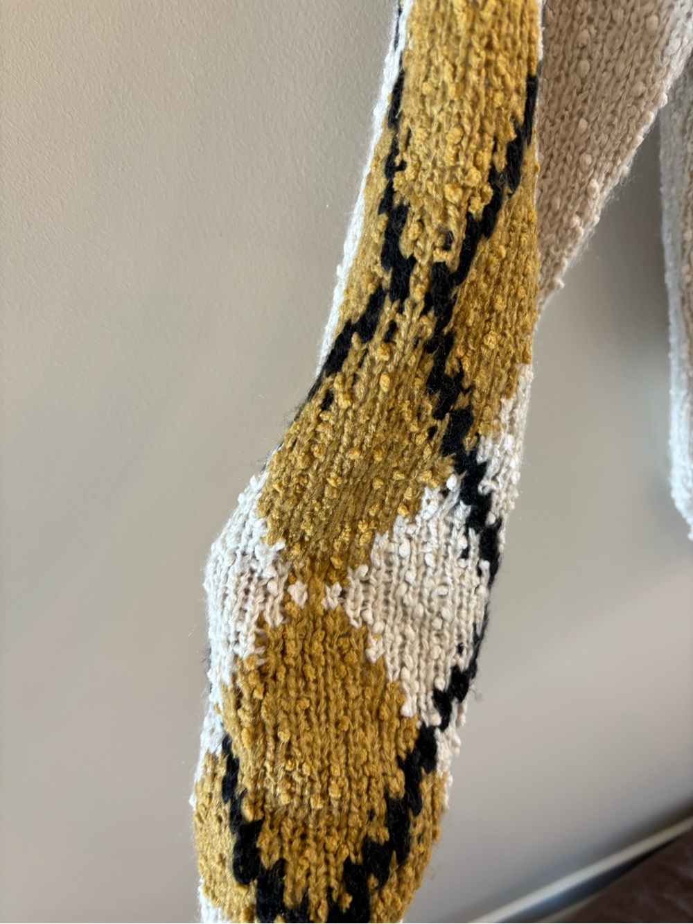 miami Cream Crewneck Sweater with Yellow Argyle Sleeves - Picture 4 of 7
